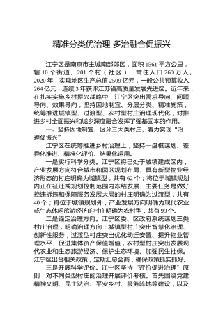 精准分类优治理 多治融合促振兴