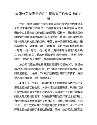 公司主题教育工作会议上的讲话