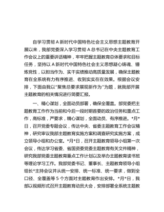 开展主题教育情况总结汇报