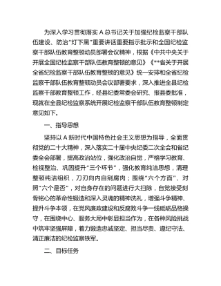 开展纪检监察干部队伍教育整顿实施方案（县区4800字）√