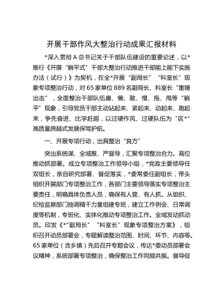 开展干部作风大整治行动成果总结汇报