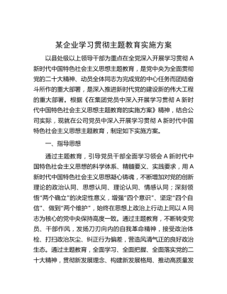 公司学习贯彻主题教育实施方案