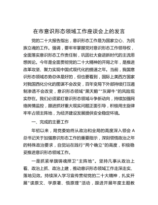 在市意识形态领域工作座谈会上的发言2600字（总结汇报）