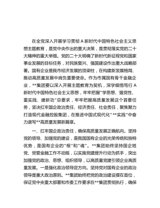 公司书记在国资国企公司系统主题教育专题读书班上的研讨发言