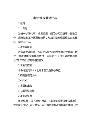 公司审计整改管理办法