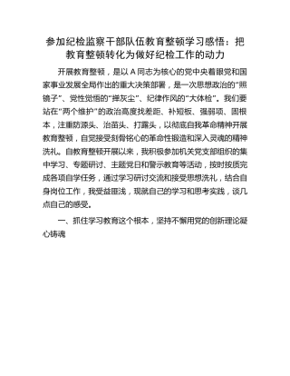 教育整顿研讨发言：把教育整顿转化为做好纪检工作的动力