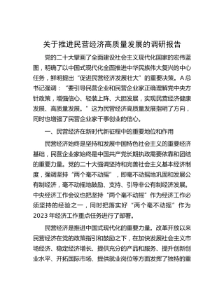 推进民营经济高质量发展的调研报告