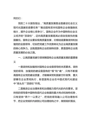 公司高质量发展专题党课