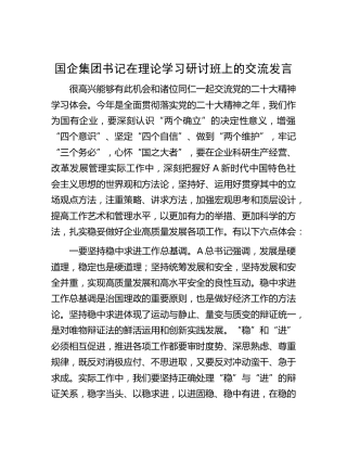 公司二十大理论学习研讨班上的交流研讨发言