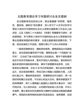 2023年主题教育理论学习专题研讨会发言