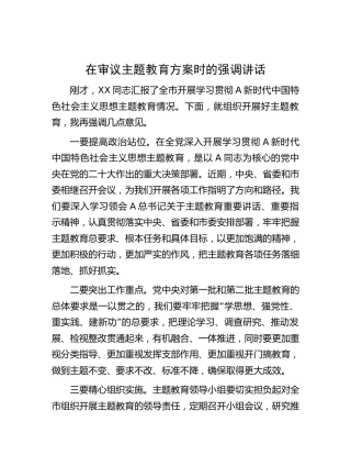 在审议主题教育方案时的强调讲话
