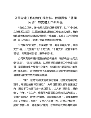公司党建工作经验总结汇报（2）