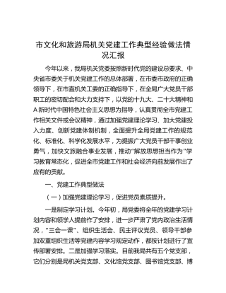 机关党建典型经验做法情况总结汇报（文旅4400字）
