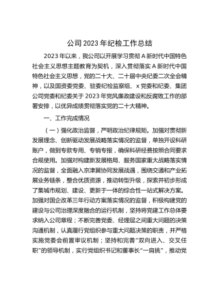 公司2023年纪检工作总结2900字