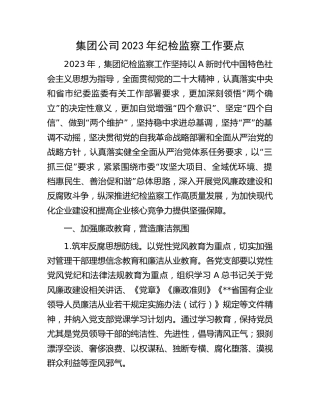 公司2023年纪检监察工作要点2700字