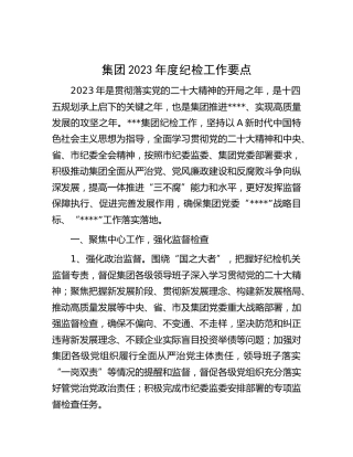 公司2023年度纪检工作要点