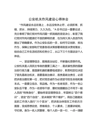 公安机关作风建设心得体会发言