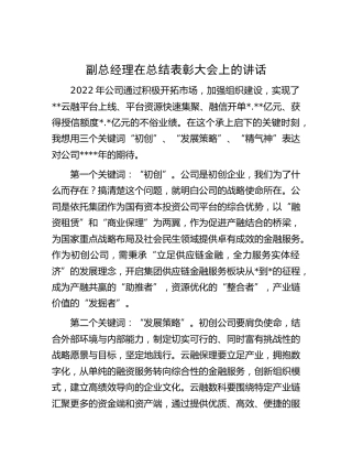 副总经理在公司总结表彰大会上的讲话