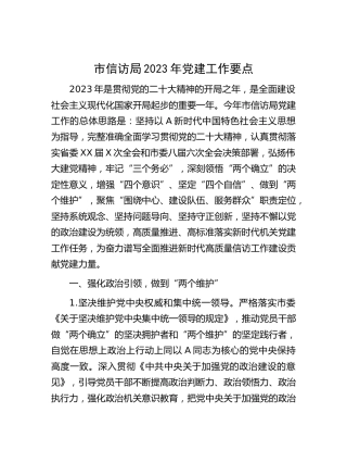 市信访局2023年党建工作要点2800字
