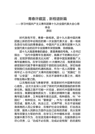 公安基层团干部学习共青团十九大精神心得体会
