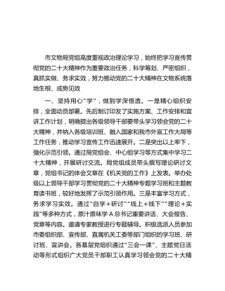 市文物系统在第二批主题教育推进会上的汇报发言1400字