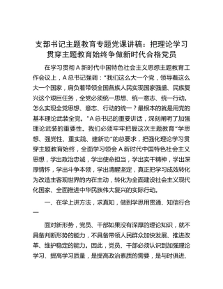 党课：把理论学习贯穿主题教育始终  争做新时代合格党员5100字