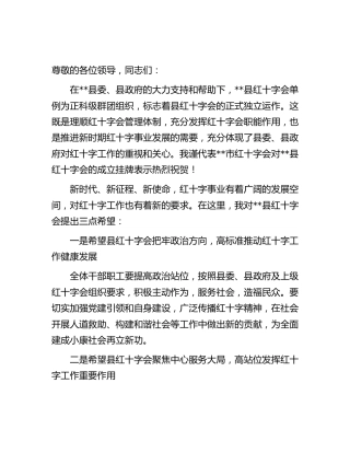 副市长在县红十字会成立挂牌仪式上的讲话