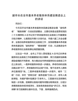 副市长在全市基本养老服务体系建设推进会上的讲话