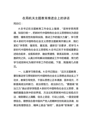 在局机关主题教育推进会上的讲话4200字