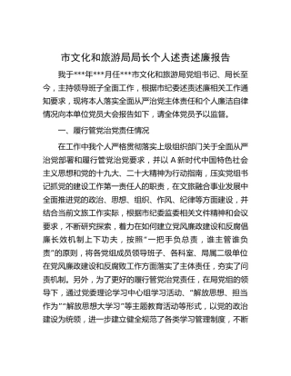市文旅局长个人述责述廉报告