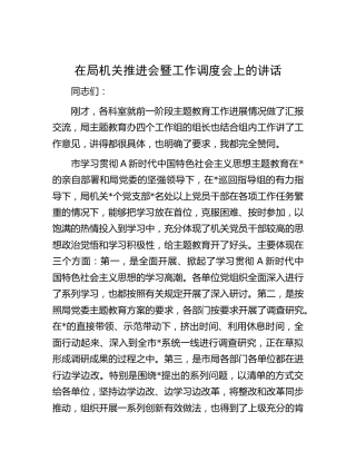在局机关主题教育推进会暨工作调度会上的讲话