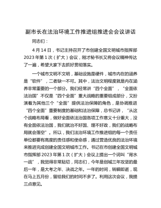 副市长在法治环境工作推进组推进会会议讲话