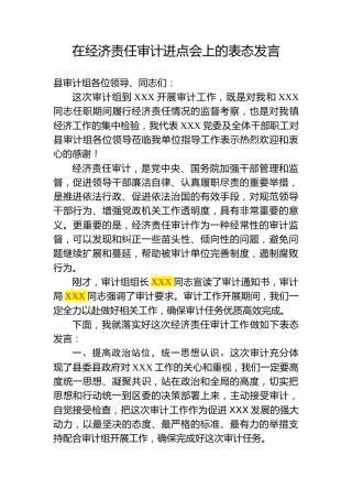 在经济责任审计进点会上的表态发言