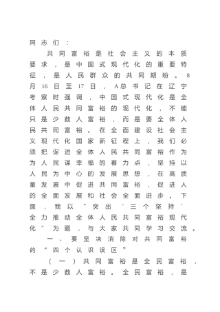 党课：突出“三个坚持” 全力推动全体人民共同富裕现代化
