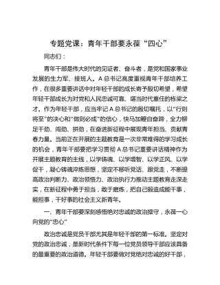 党课：青年干部要永葆“四心”5000字