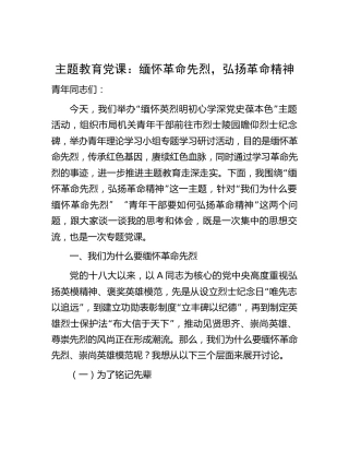 党课：缅怀革命先烈，弘扬革命精神9700字