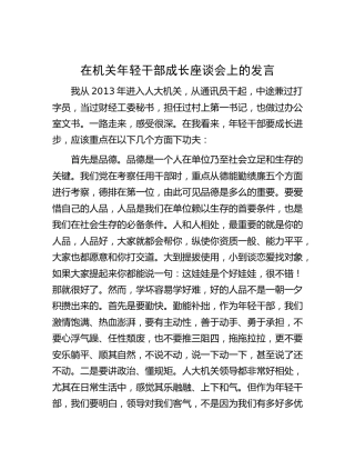 在机关年轻干部成长座谈会上的发言（2）