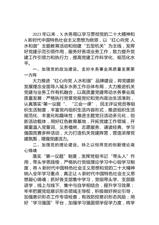 水务局党建工作引领情况总结汇报2100字