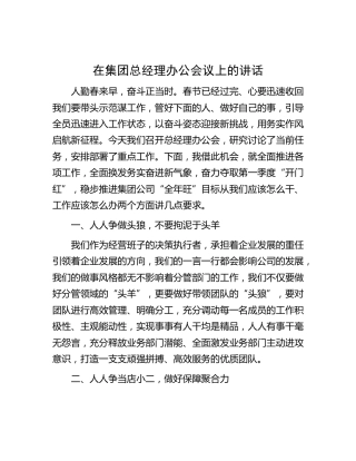在公司总经理办公会议上的讲话