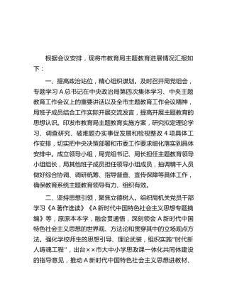 市教体局在主题教育巡回指导组座谈会上的汇报发言（工作总结2400字）