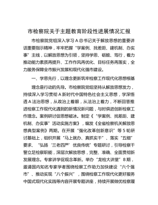 市检察院主题教育阶段性进展情况总结汇报1700字