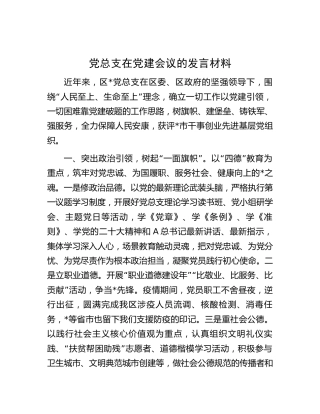 党总支在党建会议的发言（经验总结汇报）