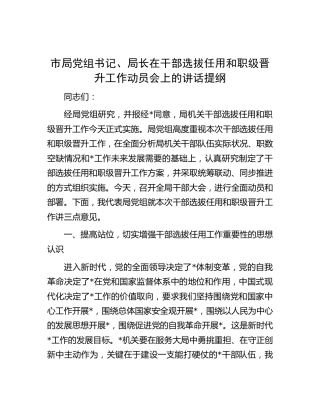在干部选拔任用和职级晋升工作动员会上的讲话