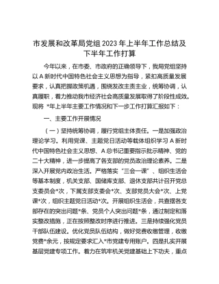 市发改系统2023年上半年工作总结及下半年工作打算