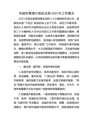 市城管行政执法局2023年工作要点