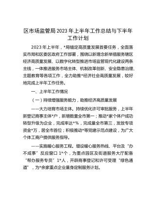市场监管系统2023年上半年工作总结
