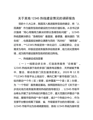 12345热线建设情况的调研报告