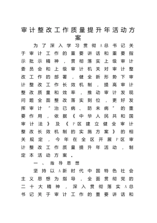 审计整改工作质量提升年活动方案