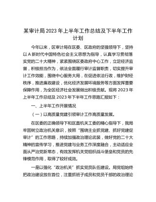 审计局2023年上半年工作总结