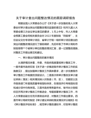审计查出问题整改情况的跟踪调研报告